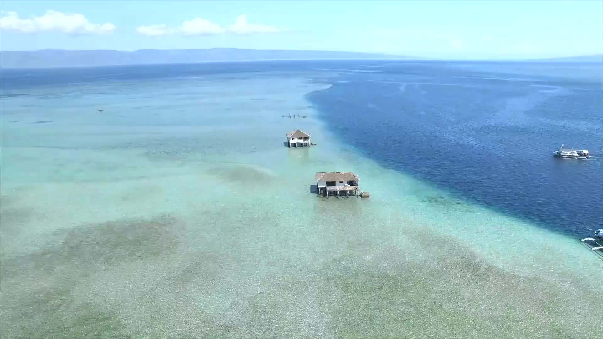 Drone footage of crystal-clear waters in the Philippines