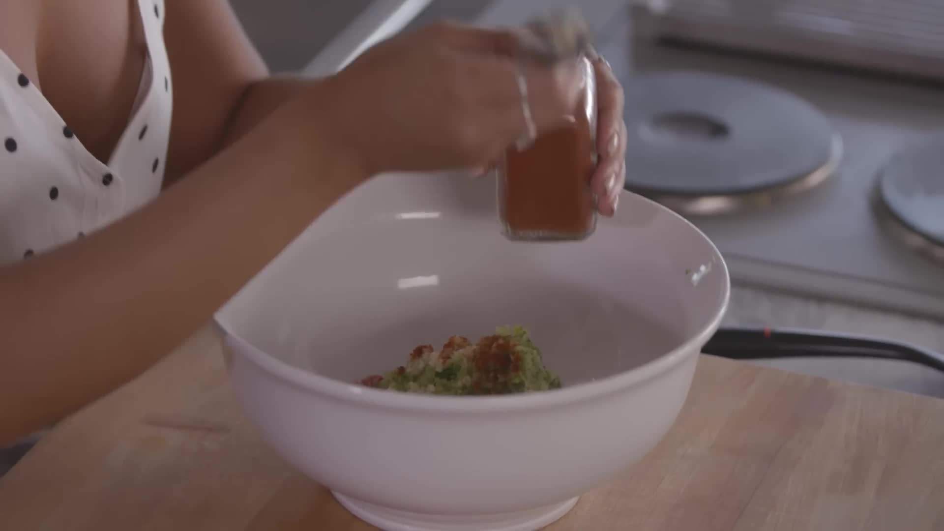 Seasoning the turkey burger mixture