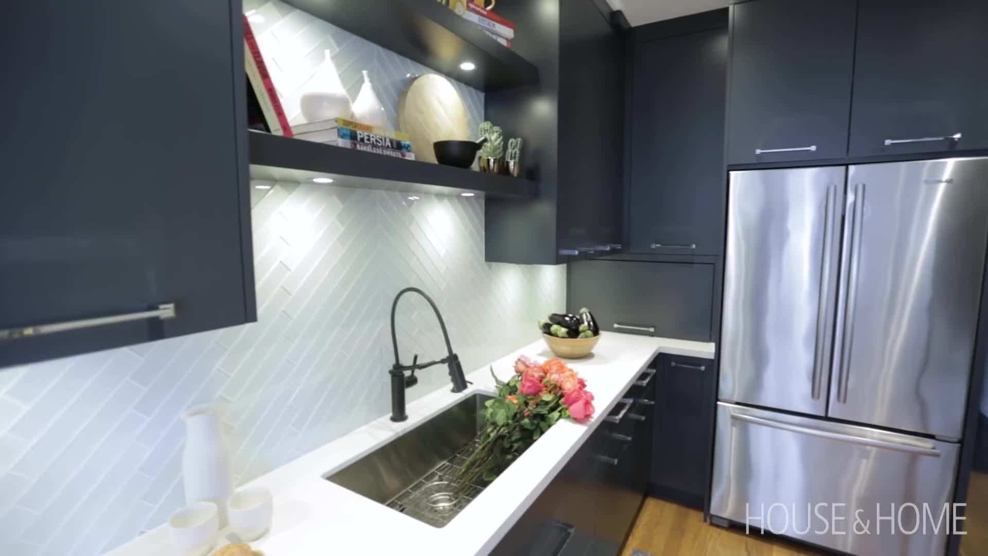 Twisted Glass Subway Tile Backsplash