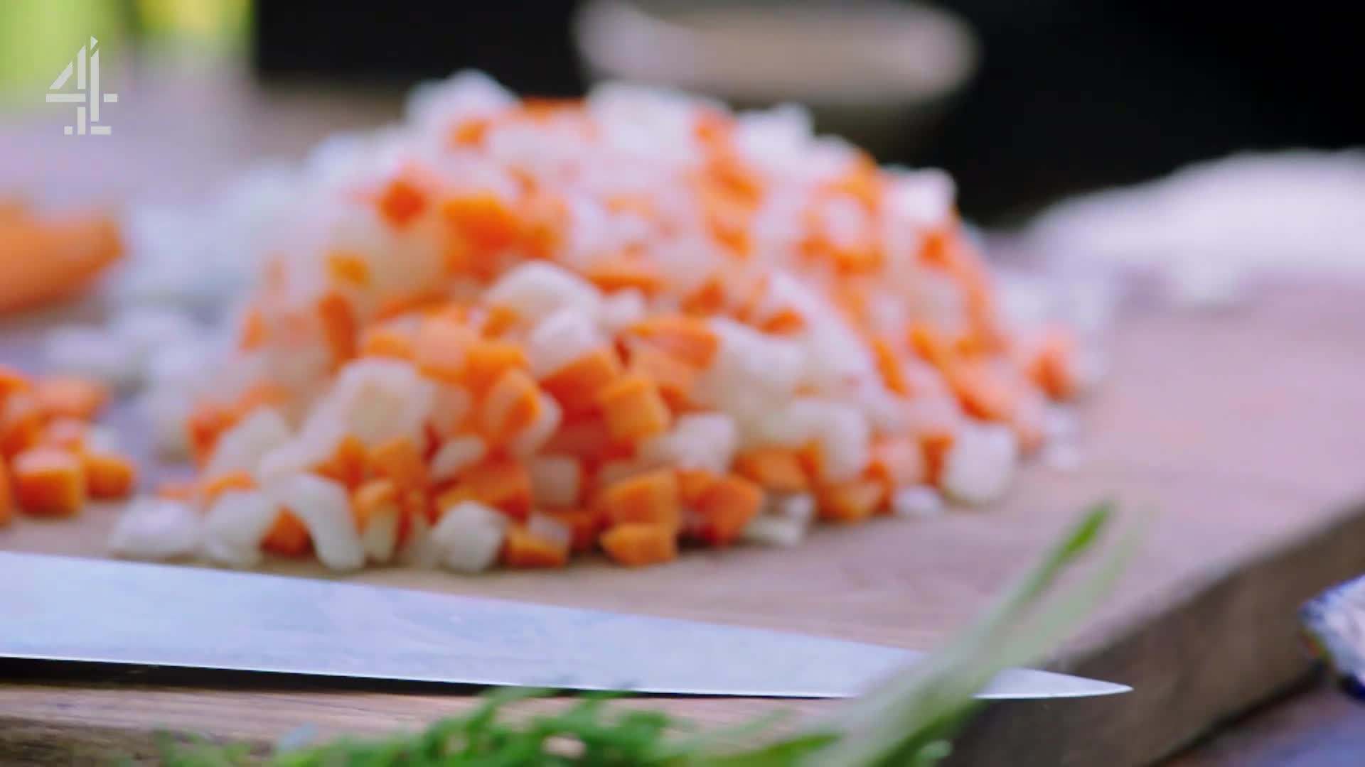 Preparing the Vegetable Base for the Meatloaf