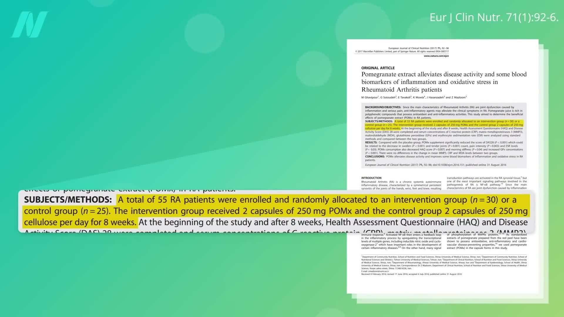 Clinical Trial Results on Pomegranate Extract