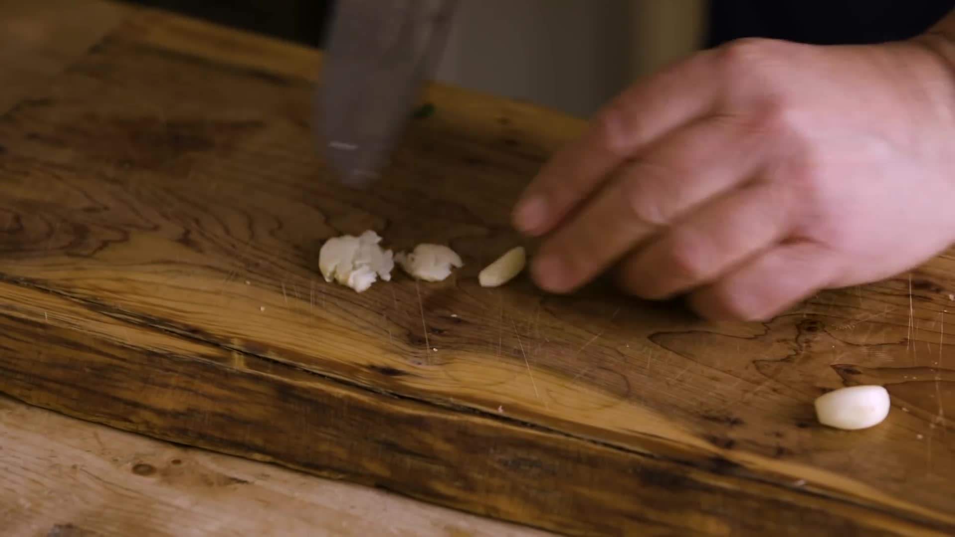 Garlic cloves crushed and ready to be used