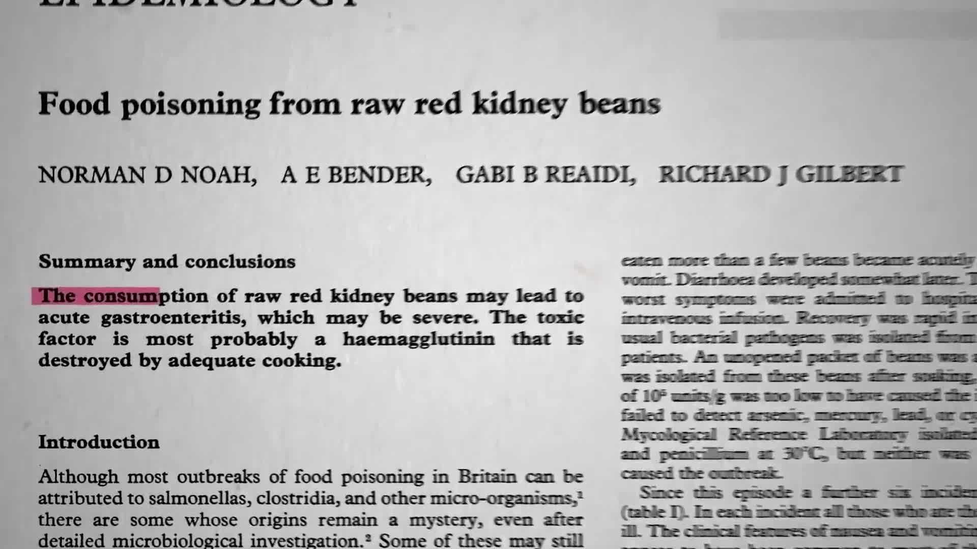 Effects of consuming raw kidney beans