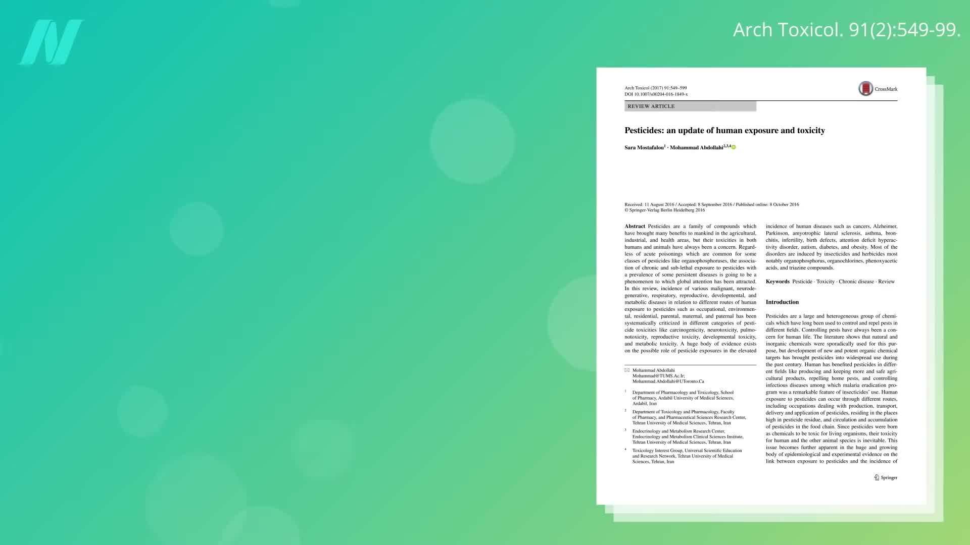 Occupational Exposure to Pesticides