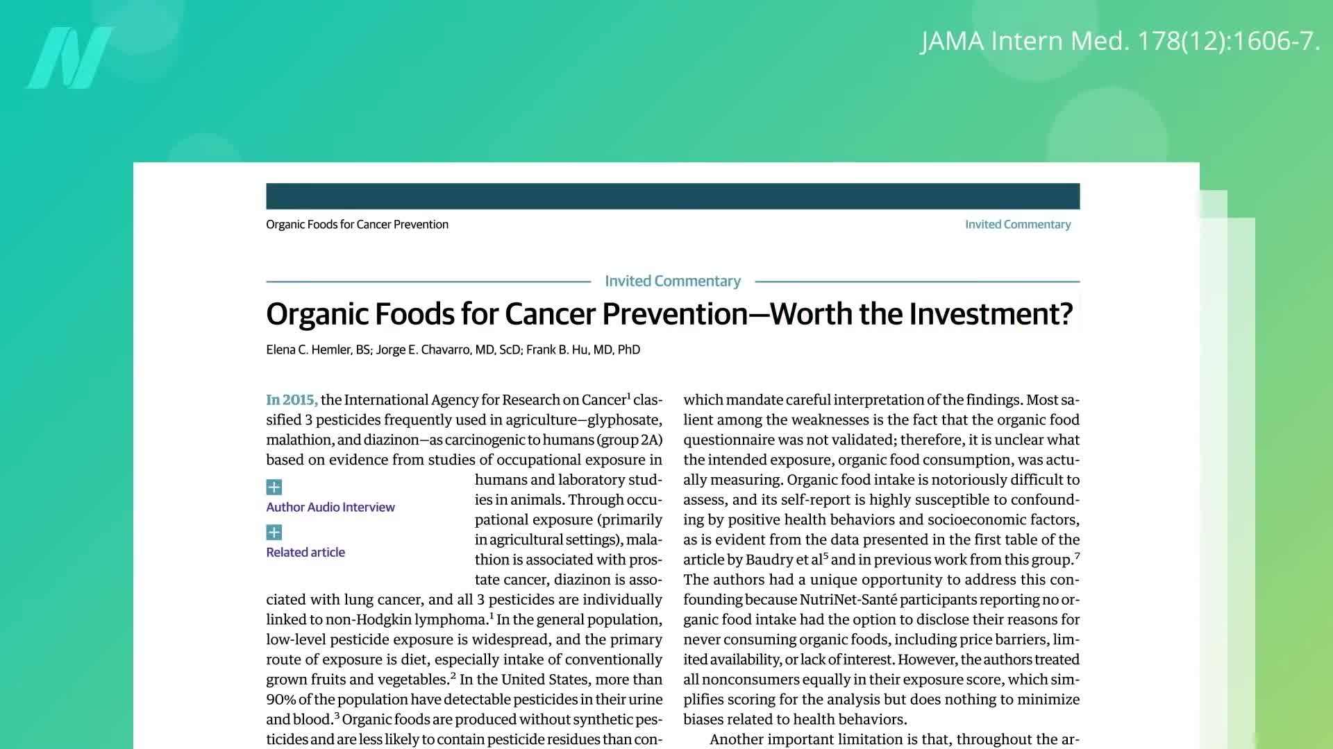 Organic Food Consumption and Cancer Risk