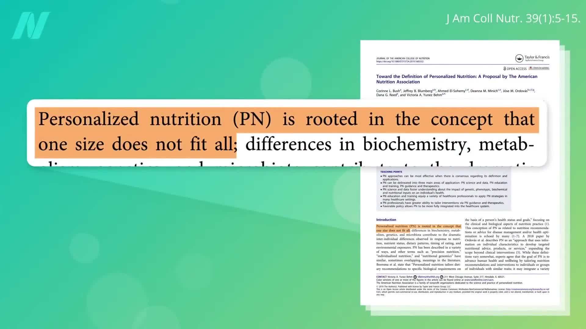 Concept of Personalized Nutrition
