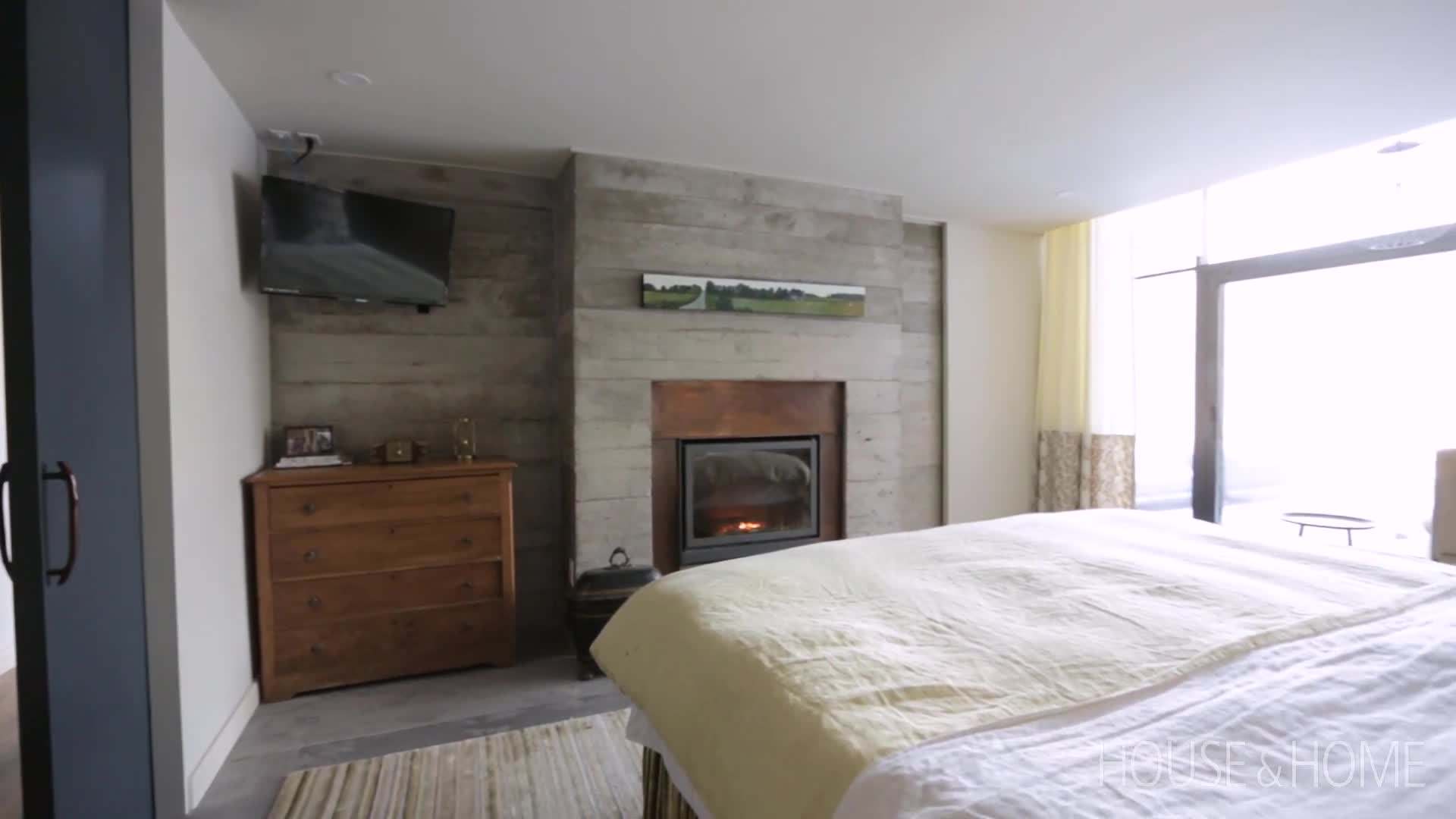 Cozy Bedroom with Pond View