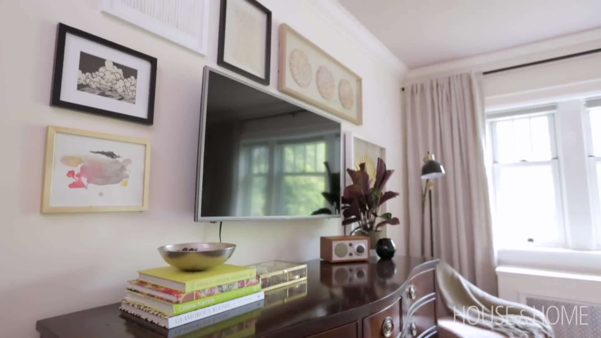 Gallery wall around the TV