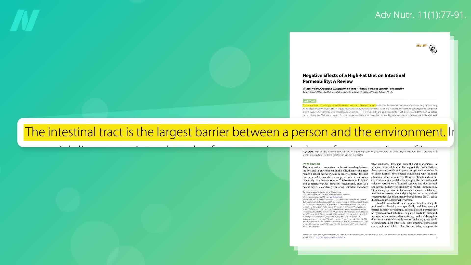 The Importance of the Intestinal Barrier