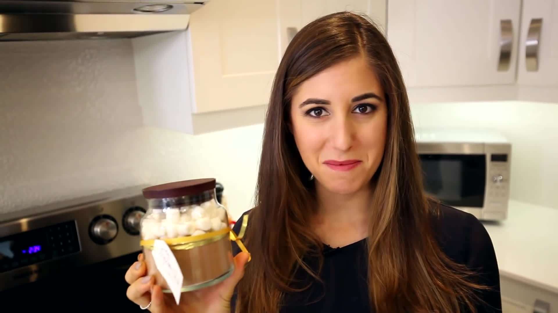 Candle Jar Repurposed as Hot Chocolate and Marshmallow Gift Jar