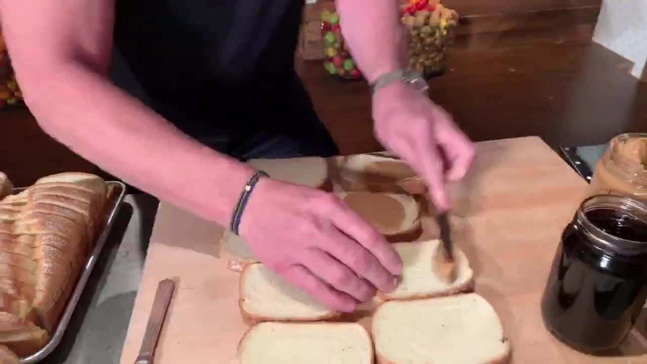 Gordon and Aaron begin the PB&J challenge