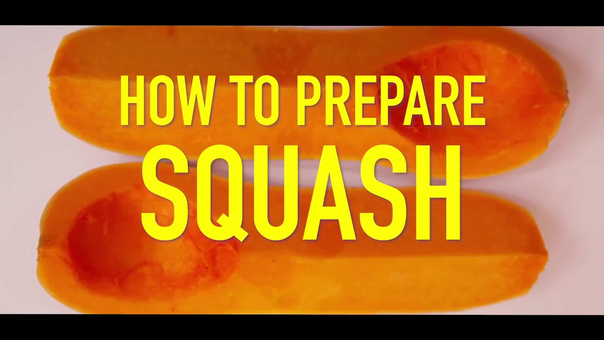 Jamie demonstrating how to cut and prepare squash or pumpkin