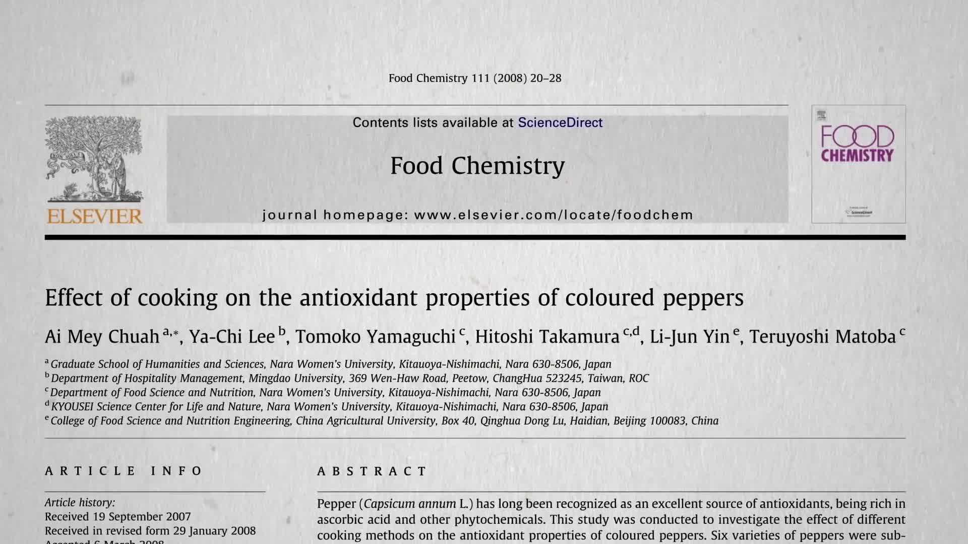 Antioxidant Power of Raw Bell Peppers