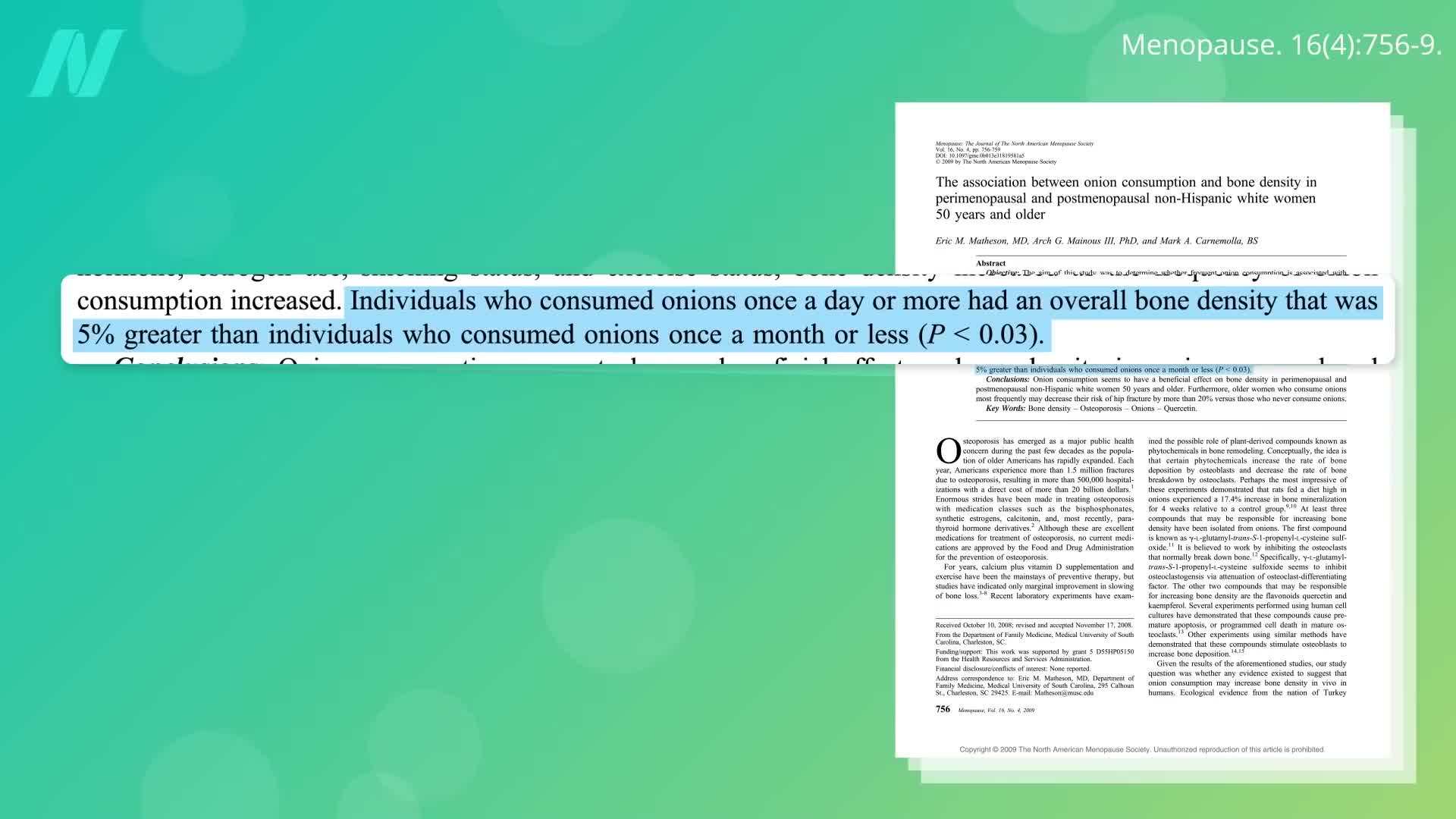 Onions and Bone Density in Older Women